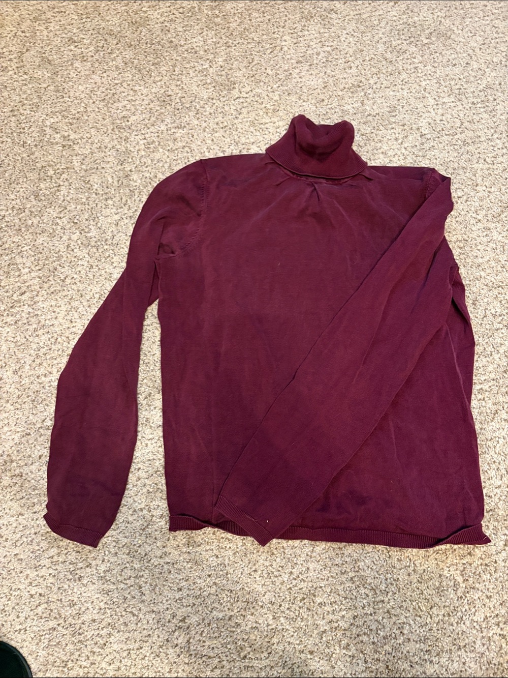 Ann Taylor Burgundy Silk-Blend Turtleneck Sweater